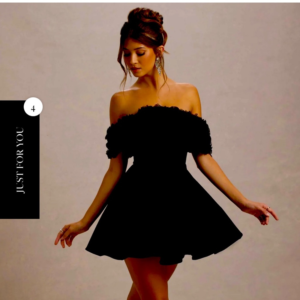 Club L London BLACK BARDOT MINI DRESS